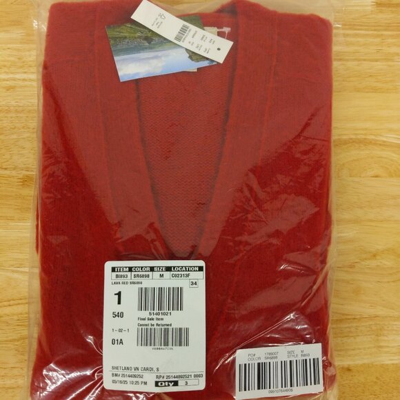 J Crew Wool Cardigan Mens Medium Red Sweater Fuzzy Hairy Brushed Button Up - Picture 5 of 5